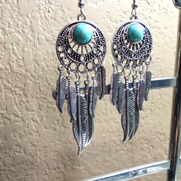 Feather Dream Catcher Hook Earrings - Picture 4 of 7